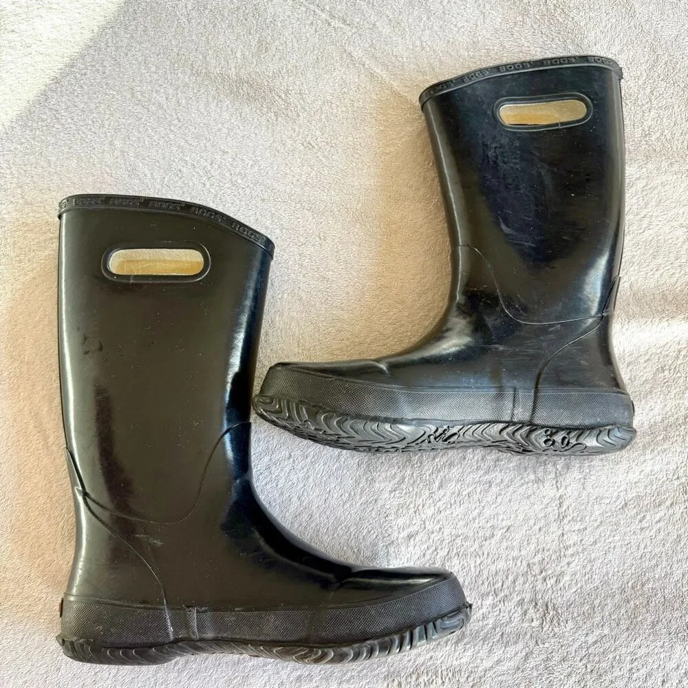 BOGS Big Boys Solid Black Rainboots Size 6